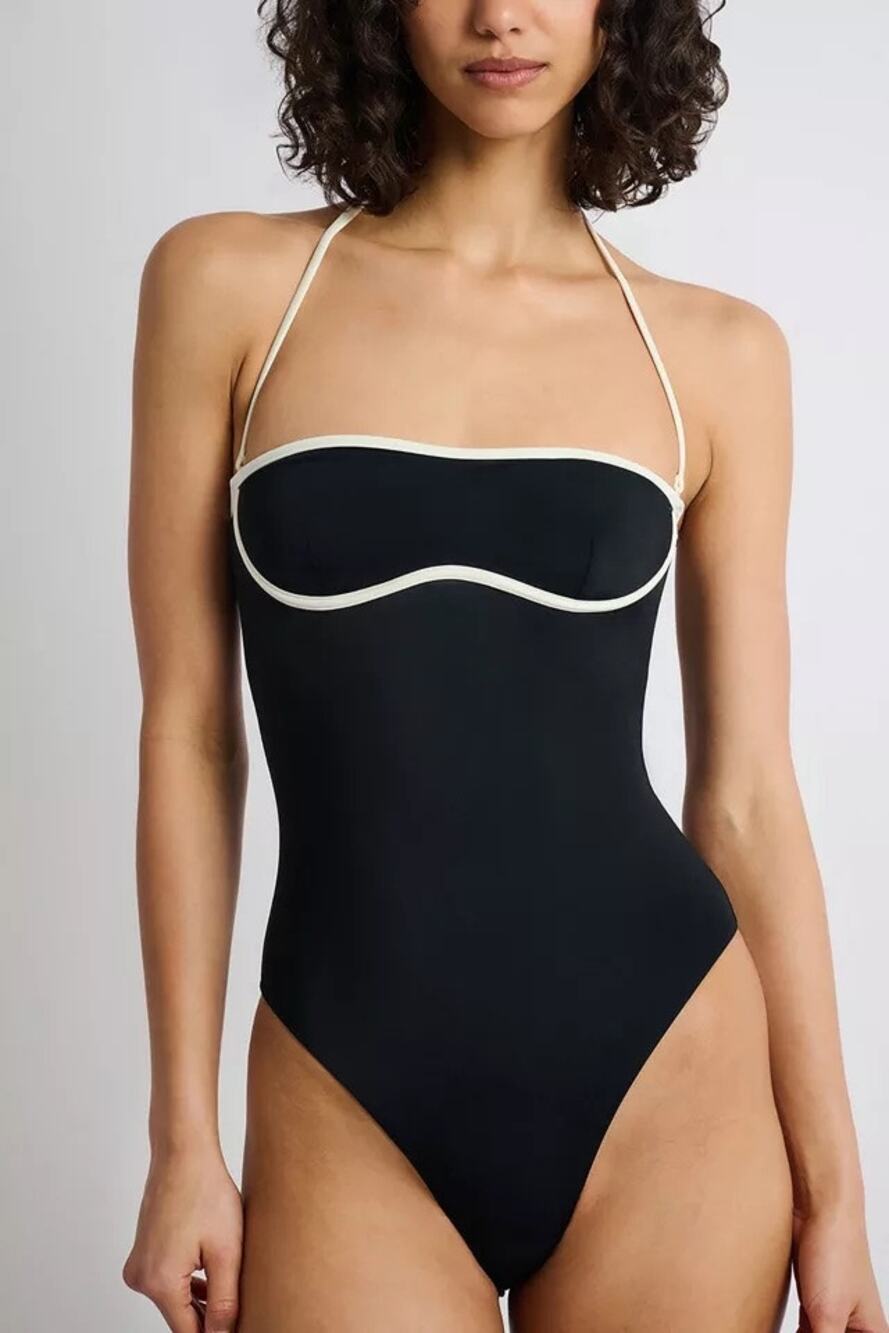 Onia Women's Thea One Piece Swimsuit Black/Egret Size M Urban Outfitters NWT